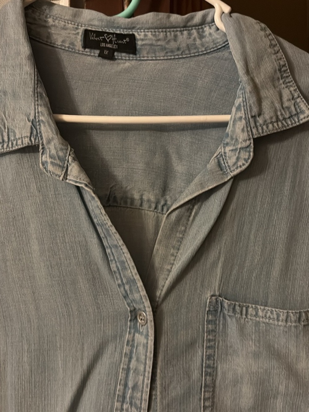 Vince Camuto Light Blue Denim-Style Women's Shirt 1X